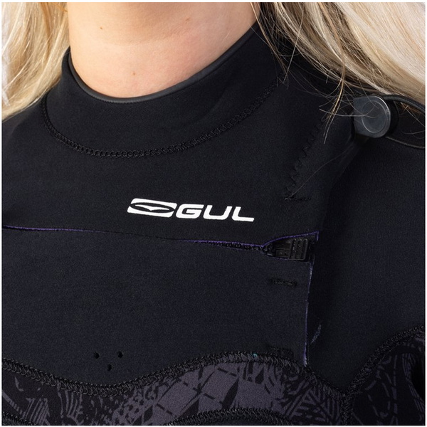 2026 Gul Femmes Response FX 5/4mm Chest Zip Combinaison Néoprène RE1265-C1 - Black / Broken Palm